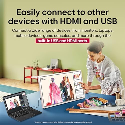 LG 27 Inch StanbyME 2 with Folio Cover  Portable Touch Screen  Dolby Vision  HDR10  Filmmaker Mode  Built in Battery  Full Swivel Rotation  27LX6TYGA  2025 