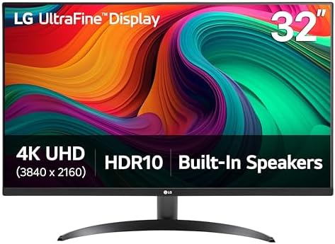 LG 32UR500K B Ultrafine 32 inch 4K UHD  3840x2160  Computer Monitor HDR10 Built in Speaker x2 OnScreen Control Reader Mode Flicker Safe Borderless Design HDMIx2 DisplayPort Black