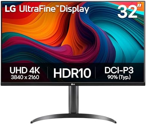 LG 32UR500K B Ultrafine 32 inch 4K UHD  3840x2160  Computer Monitor HDR10 Built in Speaker x2 OnScreen Control Reader Mode Flicker Safe Borderless Design HDMIx2 DisplayPort Black