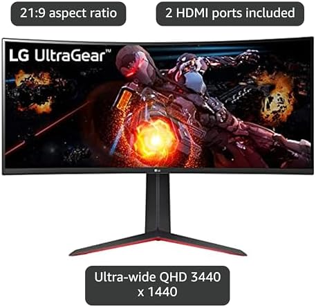 LG 34G630A B 34 Inch Ultragear WQHD  3440 x 1440  Curved Gaming Monitor  240Hz  1ms  FreeSync Premium  DisplayHDR 400  Built in Speaker  HDMI  DisplayPort  USB Type C  Tilt/Height/Swivel Stand  Black