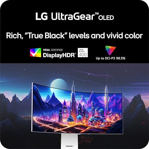 LG 34GX900A B 34 Inch Ultragear WQHD  3440 x 1440  OLED Curved Gaming Monitor  240Hz  0 03ms  NVIDIA G Sync  VESA DisplayHDR True Black 400  HDMI 2 1  DisplayPort  USB Type C PD 65W  Black