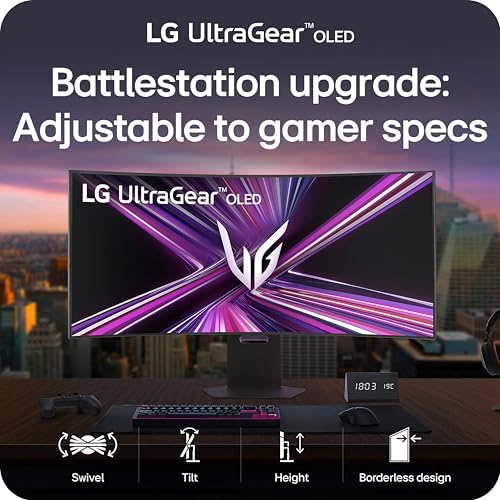 LG 34GX90SA W 34 inch Ultragear WQHD  3440 x 1440  OLED Curved Gaming Monitor 240Hz  1ms  NVIDIA G Sync Compatible  AMD FreeSync Premium  VESA DisplayHDR True Black 400  webOS  USB Type C  White