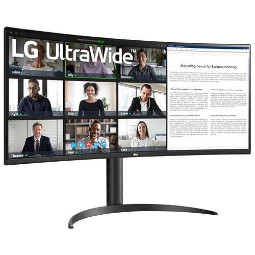 LG 34WR55QK B 34 inch UltraWide WQHD  3440 x 1440  Curved Computer Monitor  100Hz  5ms  HDR10  Reader Mode  HDMI  DisplayPort  USB Type C  Tilt/Height Adjustable Stand  Black
