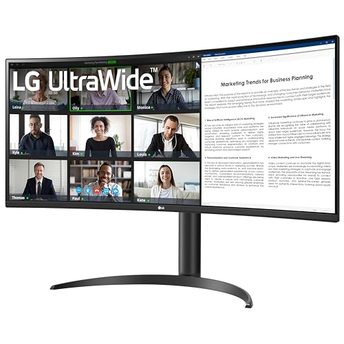 LG 34WR55QK B 34 inch UltraWide WQHD  3440 x 1440  Curved Computer Monitor  100Hz  5ms  HDR10  Reader Mode  HDMI  DisplayPort  USB Type C  Tilt/Height Adjustable Stand  Black