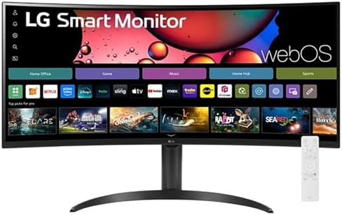 LG 34 Curved UltraWide WQHD 3440x1440  Smart Monitor with HDR10 99  sRGB  100Hz  Magic Remote  AirPlay 2 & Adjustable Stand  webOS
