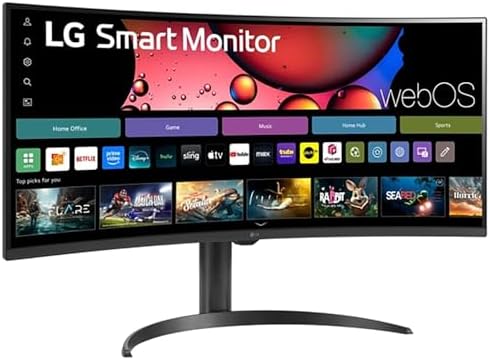LG 34 Curved UltraWide WQHD 3440x1440  Smart Monitor with HDR10 99  sRGB  100Hz  Magic Remote  AirPlay 2 & Adjustable Stand  webOS