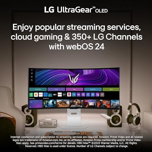 LG 39GX90SA W 39 inch Ultragear WQHD  3440 x 1440  OLED Curved Gaming Monitor 240Hz  1ms  NVIDIA G Sync Compatible  AMD FreeSync Premium  VESA DisplayHDR True Black 400  webOS  USB Type C  White