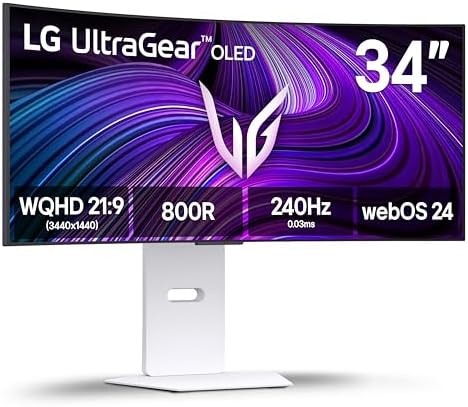 LG 39GX90SA W 39 inch Ultragear WQHD  3440 x 1440  OLED Curved Gaming Monitor 240Hz  1ms  NVIDIA G Sync Compatible  AMD FreeSync Premium  VESA DisplayHDR True Black 400  webOS  USB Type C  White