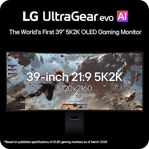 LG 39GX950B B 39 inch Ultragear evo 5K2K WUHD  5120 x 2160  OLED Curved Gaming Monitor  Dual Mode 165Hz  0 03ms  NVIDIA G Sync  FreeSync Premium Pro  DisplayHDR True Black 500  HDMI  DP  USB C  Black