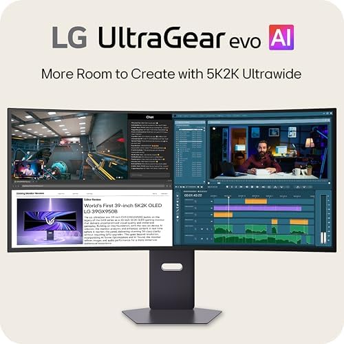LG 39GX950B B 39 inch Ultragear evo 5K2K WUHD  5120 x 2160  OLED Curved Gaming Monitor  Dual Mode 165Hz  0 03ms  NVIDIA G Sync  FreeSync Premium Pro  DisplayHDR True Black 500  HDMI  DP  USB C  Black