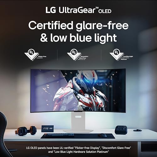 LG 45GX950A B 45 inch Ultragear 5K2K WUHD  5120 x 2160  OLED Curved Gaming Monitor  Dual Mode  165Hz  0 03ms  NVIDIA G Sync  AMD FreeSync Premium Pro  HDR True Black 400  USB Type C 90W  DP2 1  Black