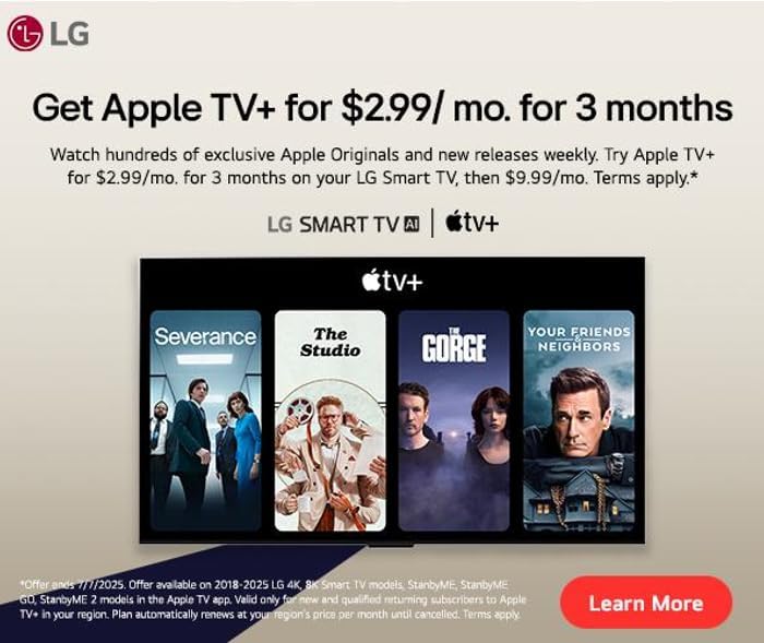 LG Smart TV Class OLED evo AI 4K C5 Series de 65 pulgadas con Dolby Atmos, Dolby Vision, HDR10, AI Super Upscaling 4K, modo Cineasta, Orquesta Wow, Alexa incorporado (OLED65C5PUA, 2025)
