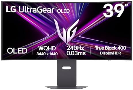 LG Ultragear 39GX900A B 39  OLED Curved WQHD Gaming Monitor   240Hz  0 03ms  G SYNC & FreeSync Premium Pro  HDMI 2 1  DisplayPort 1 4  USB C  VESA  Anti Glare  HDR True Black  800R Curve