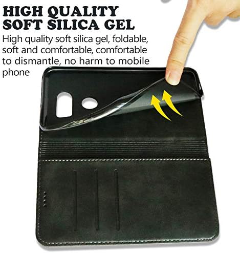 LG V30/V30 Plus/V35 ThinQ Case  Luxury  Cowhide Genuine Leather  Magnetic Closure  Handmade Wallet Case with Kickstand and Card Slots for LGV30/V30 Plus/V35/V35 ThinQ/V30 /V30s   Black