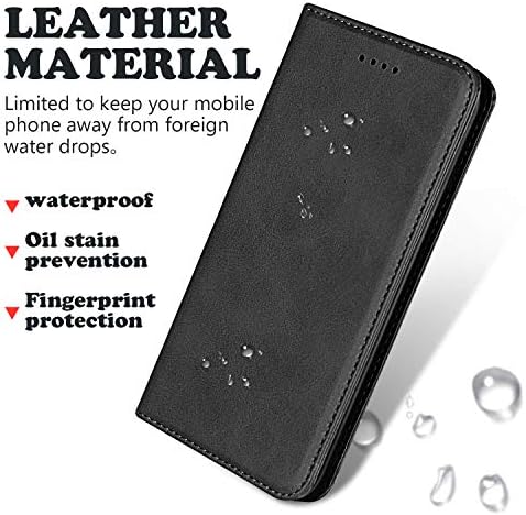 LG V30/V30 Plus/V35 ThinQ Case  Luxury  Cowhide Genuine Leather  Magnetic Closure  Handmade Wallet Case with Kickstand and Card Slots for LGV30/V30 Plus/V35/V35 ThinQ/V30 /V30s   Black
