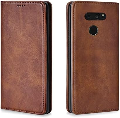 LG V30/V30 Plus/V35 ThinQ Case  Luxury  Cowhide Genuine Leather  Magnetic Closure  Handmade Wallet Case with Kickstand and Card Slots for LGV30/V30 Plus/V35/V35 ThinQ/V30 /V30s   Black