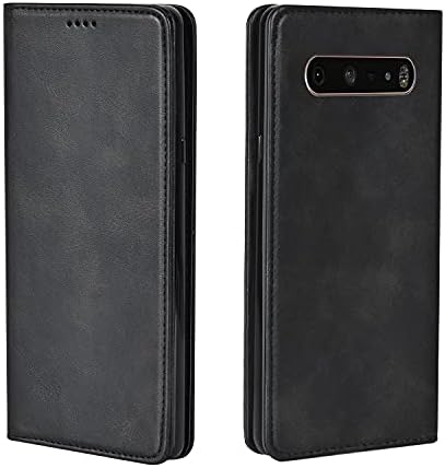 LG V30/V30 Plus/V35 ThinQ Case  Luxury  Cowhide Genuine Leather  Magnetic Closure  Handmade Wallet Case with Kickstand and Card Slots for LGV30/V30 Plus/V35/V35 ThinQ/V30 /V30s   Black