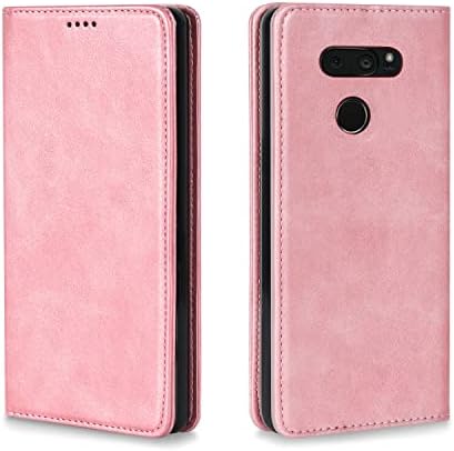 LG V30/V30 Plus/V35 ThinQ Case  Luxury  Cowhide Genuine Leather  Magnetic Closure  Handmade Wallet Case with Kickstand and Card Slots for LGV30/V30 Plus/V35/V35 ThinQ/V30 /V30s   Black