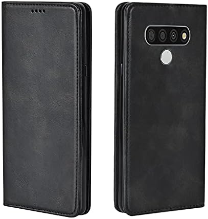 LG V30/V30 Plus/V35 ThinQ Case  Luxury  Cowhide Genuine Leather  Magnetic Closure  Handmade Wallet Case with Kickstand and Card Slots for LGV30/V30 Plus/V35/V35 ThinQ/V30 /V30s   Black