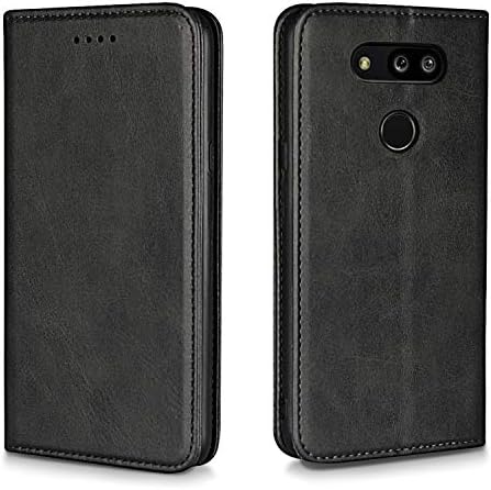 LG V30/V30 Plus/V35 ThinQ Case  Luxury  Cowhide Genuine Leather  Magnetic Closure  Handmade Wallet Case with Kickstand and Card Slots for LGV30/V30 Plus/V35/V35 ThinQ/V30 /V30s   Black