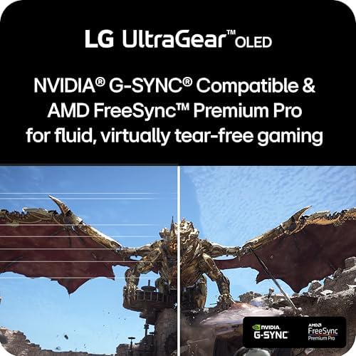 LG  27GS93QE 27 inch Ultragear OLED Gaming Monitor QHD 1440p 240Hz 0 03ms DisplayHDR True Black 400 AMD FreeSync Premium Pro NVIDIA G Sync HDMI 2 1 DisplayPort Tilt/Height/Pivot Stand Black