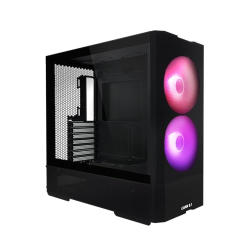 LIAN LI LANCOOL 207 Compact ATX RGB Gaming Computer Case  Airflow Optimized Mesh Panels Tower Chassis w/ 2x140mm ARGB 2x120mm PWM Fans Pre Installed  USB Type C Port  Tempered Glass Side Panel  Black