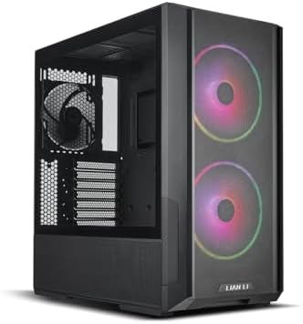 LIAN LI LANCOOL 216 E-ATX - Funda para computadora de juegos Airflow Focus RGB con paneles de malla integral, ventiladores PWM de 0.160 pulgadas y 0.35 pulgadas preinstalados e innovador chasis de soporte de ventilador PCIe trasero (negro)