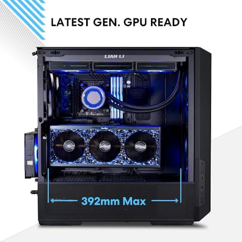 LIAN LI LANCOOL 216 E-ATX - Funda para computadora de juegos Airflow Focus RGB con paneles de malla integral, ventiladores PWM de 0.160 pulgadas y 0.35 pulgadas preinstalados e innovador chasis de soporte de ventilador PCIe trasero (negro)