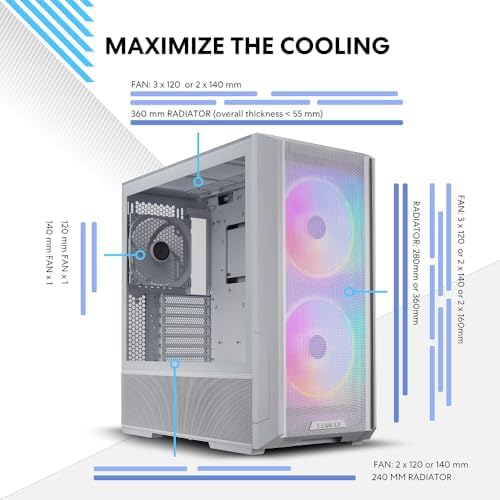 LIAN LI LANCOOL 216 E-ATX - Funda para computadora de juegos Airflow Focus RGB con paneles de malla integral, ventiladores PWM de 0.160 pulgadas y 0.35 pulgadas preinstalados e innovador chasis de soporte de ventilador PCIe trasero (negro)