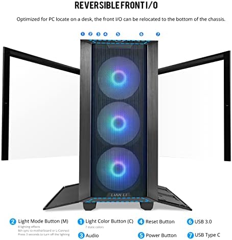 LIAN LI LANCOOL III E ATX PC Case  Spacious RGB Gaming Computer Case with Hinged Tempered Glass Doors  Fine Mesh Panels  4x140mm PWM Fans Pre Installed High Airflow Chassis  Black
