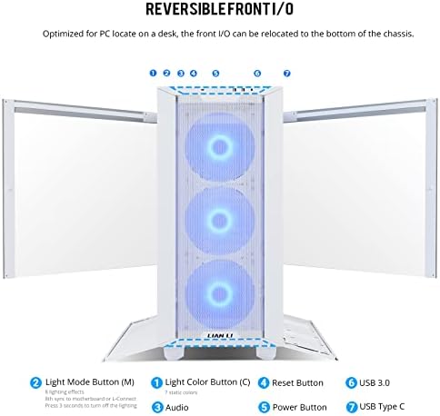 LIAN LI LANCOOL III E ATX PC Case  Spacious RGB Gaming Computer Case with Hinged Tempered Glass Doors  Fine Mesh Panels  4x140mm PWM Fans Pre Installed High Airflow Chassis  White