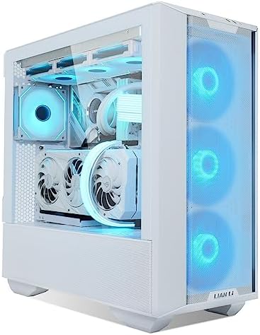 LIAN LI LANCOOL III E ATX PC Case  Spacious RGB Gaming Computer Case with Hinged Tempered Glass Doors  Fine Mesh Panels  4x140mm PWM Fans Pre Installed High Airflow Chassis  White