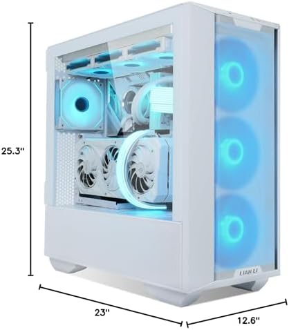 LIAN LI LANCOOL III E ATX PC Case  Spacious RGB Gaming Computer Case with Hinged Tempered Glass Doors  Fine Mesh Panels  4x140mm PWM Fans Pre Installed High Airflow Chassis  White