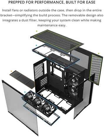 LIAN LI O11D MINI V2 Flow | Carcasa compacta ATX de flujo de aire de media torre para computadora | Vista panorámica | Flujo de aire de alto rendimiento | Incluye 5 ventiladores de hoja inversa de