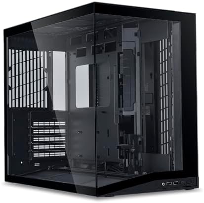 LIAN LI O11D MINI V2 Flow | Carcasa compacta ATX de flujo de aire de media torre para computadora | Vista panorámica | Flujo de aire de alto rendimiento | Incluye 5 ventiladores de hoja inversa de