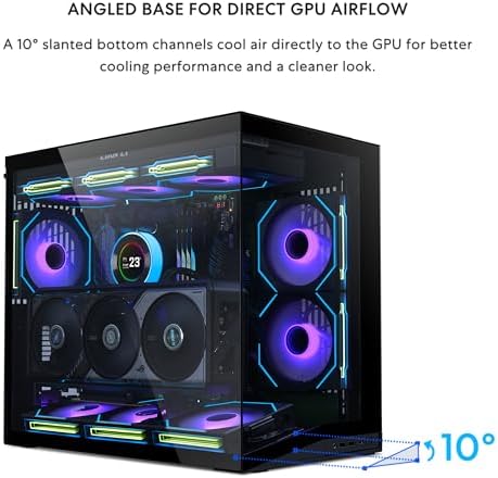 LIAN LI O11D MINI V2 Flow   Compact ATX Mid Tower Airflow Computer Case   Panoramic View   High Performance Airflow   Includes 5 x 120mm Reverse Blade Fans   Cable Management   Black  O11DMIV2FX