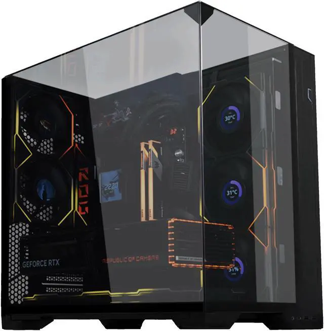 LIAN LI O11 vision compact black  color Aluminum / Steel / Tempered Glass ATX Mid Tower computer Case     O11VPX