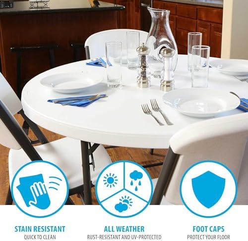 LIFETIME Light Commercial Fold in Half Round Table  4 Foot