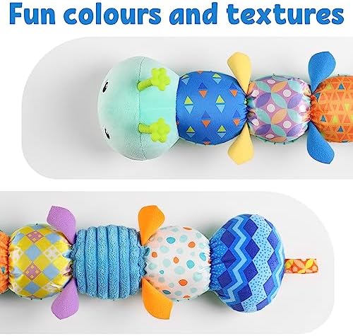 LIGHTDESIRE Baby Toys Musical Caterpillar Infant Toys Stuffed Animals with Mirror Ruler Design Pull String&Rattles Sensory Toy for Tummy Time Boy Girl Newborn Gifts 3 6 12 Months Rose Pink Knot Limb