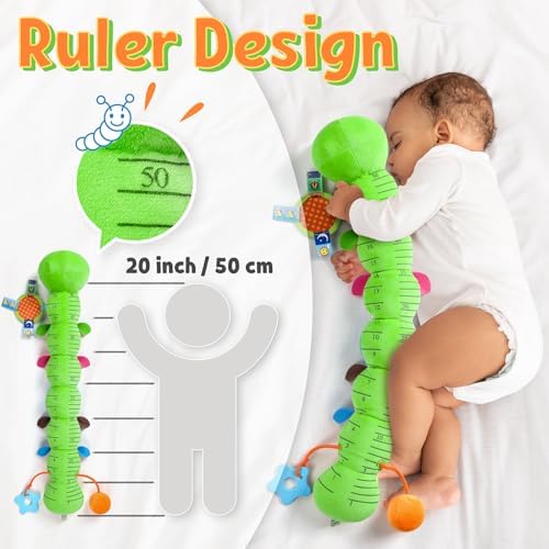 LIGHTDESIRE Baby Toys Musical Caterpillar Infant Toys Stuffed Animals with Mirror Ruler Design Pull String&Rattles Sensory Toy for Tummy Time Boy Girl Newborn Gifts 3 6 12 Months Rose Pink Knot Limb