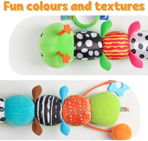 LIGHTDESIRE Baby Toys Musical Caterpillar Infant Toys Stuffed Animals with Mirror Ruler Design Pull String&Rattles Sensory Toy for Tummy Time Boy Girl Newborn Gifts 3 6 12 Months Rose Pink Knot Limb