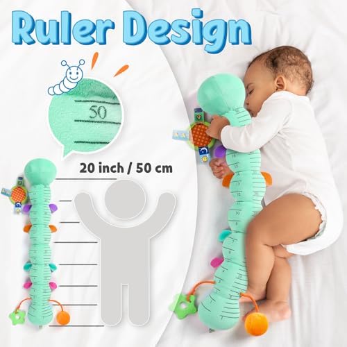 LIGHTDESIRE Baby Toys Musical Caterpillar Infant Toys Stuffed Animals with Mirror Ruler Design Pull String&Rattles Sensory Toy for Tummy Time Boy Girl Newborn Gifts 3 6 12 Months Rose Pink Knot Limb