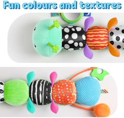 LIGHTDESIRE Baby Toys Musical Caterpillar Infant Toys Stuffed Animals with Mirror Ruler Design Pull String&Rattles Sensory Toy for Tummy Time Boy Girl Newborn Gifts 3 6 12 Months Rose Pink Knot Limb