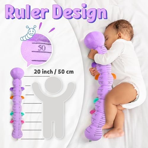 LIGHTDESIRE Baby Toys Musical Caterpillar Infant Toys Stuffed Animals with Mirror Ruler Design Pull String&Rattles Sensory Toy for Tummy Time Boy Girl Newborn Gifts 3 6 12 Months Rose Pink Knot Limb