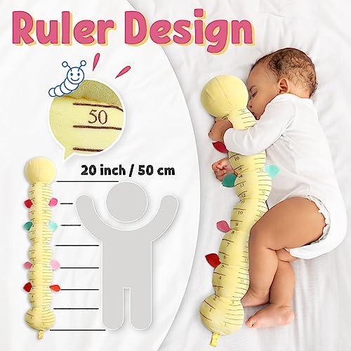 LIGHTDESIRE Baby Toys Musical Caterpillar Infant Toys Stuffed Animals with Mirror Ruler Design Pull String&Rattles Sensory Toy for Tummy Time Boy Girl Newborn Gifts 3 6 12 Months Rose Pink Knot Limb