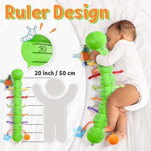 LIGHTDESIRE Baby Toys Musical Caterpillar Infant Toys Stuffed Animals with Mirror Ruler Design Pull String&Rattles Sensory Toy for Tummy Time Boy Girl Newborn Gifts 3 6 12 Months Rose Pink Knot Limb