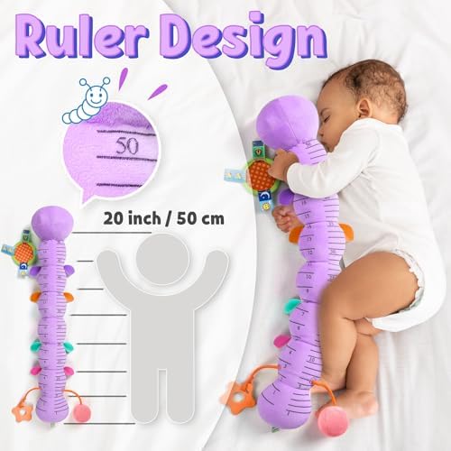 LIGHTDESIRE Baby Toys Musical Caterpillar Infant Toys Stuffed Animals with Mirror Ruler Design Pull String&Rattles Sensory Toy for Tummy Time Boy Girl Newborn Gifts 3 6 12 Months Rose Pink Knot Limb