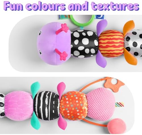 LIGHTDESIRE Baby Toys Musical Caterpillar Infant Toys Stuffed Animals with Mirror Ruler Design Pull String&Rattles Sensory Toy for Tummy Time Boy Girl Newborn Gifts 3 6 12 Months Rose Pink Knot Limb