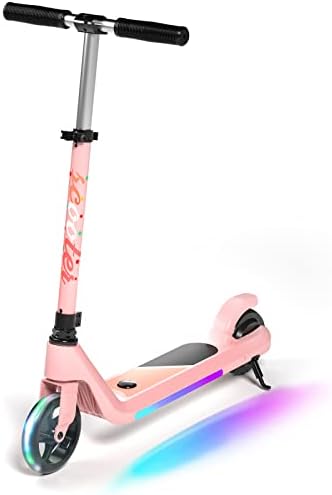 LINGTENG Electric Scooter for Kids Age 6 10  Kick Start Boost Scooter with Adjustable Speed and Height  Flash Wheel & Deck Lights