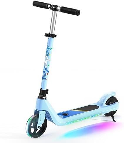 LINGTENG Electric Scooter for Kids Age 6 10  Kick Start Boost Scooter with Adjustable Speed and Height  Flash Wheel & Deck Lights